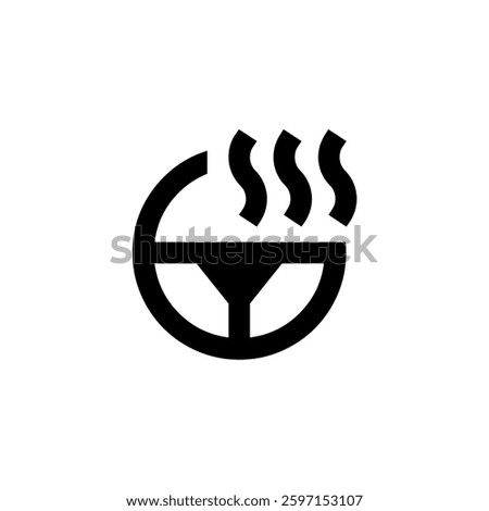 Heated Steering Wheel Icon Black Silhouette Vector