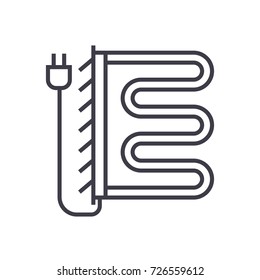 heated towel dryer vector line icon, sign, illustration on background, editable strokes