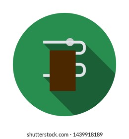 Heated Towel Rail Icon. Flat Circle Stencil Design With Long Shadow. Vector Illustration.