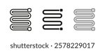Heated towel rail icon. Heating radiator symbol. Towel dryer vector illustration. Electric floor heater symbol. Rack hanger tube sign. Pipe coil pipeline pictogram. Plumbing concept isolated.