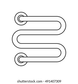 Heated towel rail icon in outline style isolated on white background vector illustration