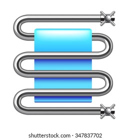 Heated towel rail isolated on white photo-realistic vector illustration