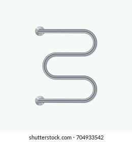 Heated towel rail. Vector illustration isolated on white background