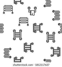 Heated Towel Rail Vector Seamless Pattern Thin Line Illustration