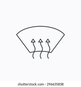 Heated window icon. Windshield arrows sign. Linear outline icon on white background. Vector