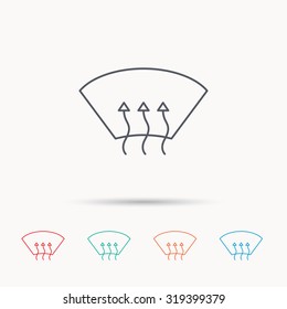 Heated window icon. Windshield arrows sign. Linear icons on white background. Vector