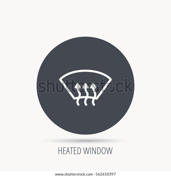 Heated window icon. Windshield arrows sign.\
Round web button with flat icon.\
Vector