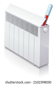 Heizung oder Klimaanlage mit einem Thermometer auf weißem Hintergrund