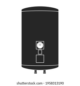 Icono negro del vector eléctrico del calefactor. Calentador de la ilustración del vector eléctrico sobre fondo blanco. Icono de ilustración negra aislada de caldera de casa.