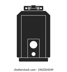 Icono negro del vector eléctrico del calefactor. Calentador de la ilustración del vector eléctrico sobre fondo blanco. Icono de ilustración negra aislada de caldera de casa.