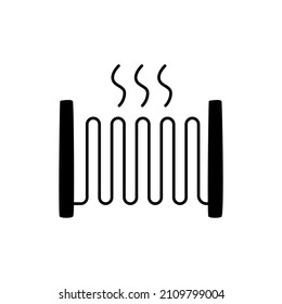 Heater Icon in black flat glyph, filled style isolated on white background