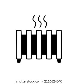 Heater Icon in black flat glyph, filled style isolated on white background