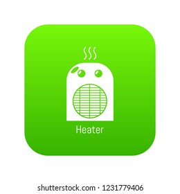 Heater icon green vector isolated on white background