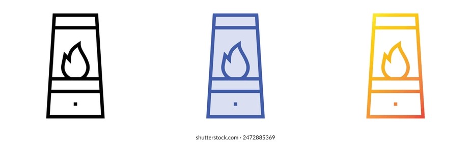 icono del calefactor. Diseño de estilo de relleno lineal, azul y degradado aislado sobre fondo blanco