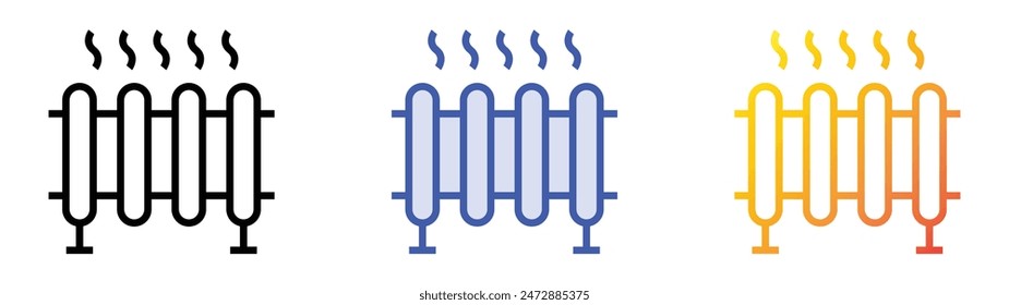 heater icon. Linear, Blue Fill and Gradient Style Design Isolated On White Background