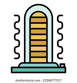 Heater icon. Outline heater vector icon color flat isolated on white