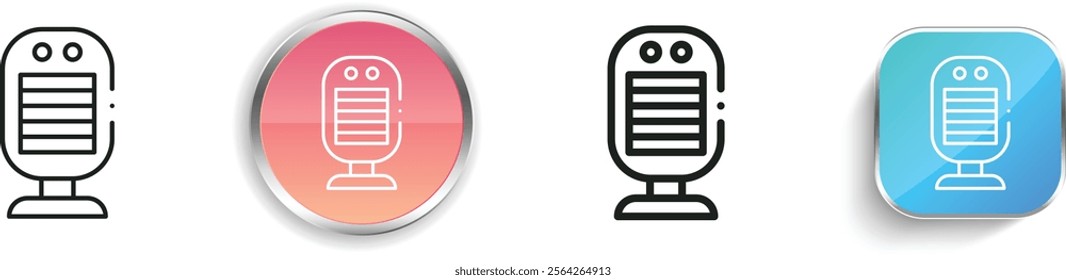 heater icon. Thin Linear, Regular and Button Style Design Isolated On White Background