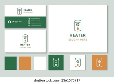 Heater logo design with editable slogan. Branding book and business card template.