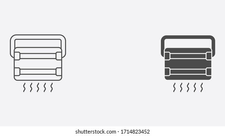 Heater outline and filled vector icon sign symbol