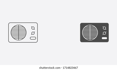 Símbolo de símbolo de icono del contorno del calefactor y del vector relleno