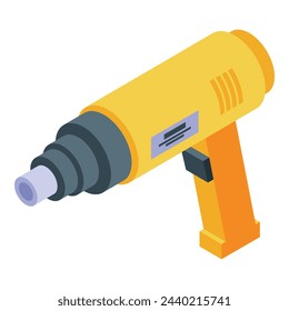 Vector isométrico del icono de la pistola del calentador. Textura de madera. Arte creativo