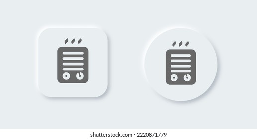 Heater solid icon in neomorphic design style. Warm system signs vector illustration.