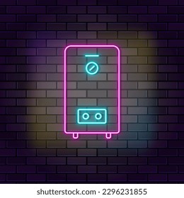 Heater storage water icon brick wall and dark background.