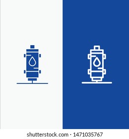 Heater, Water, Heat, Hot, Gas, Geyser Line and Glyph Solid icon Blue banner. Vector Icon Template background