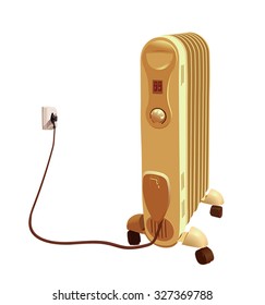 Heater with wire and socket isolated on white background vector illustration
