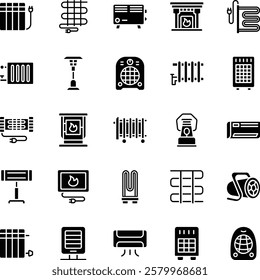 Heaters Glyph Vector Icons Pack
