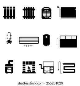 heaters icons set