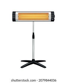 Heaters realistic composition with isolated image of wide lamp heater on foldable stand on blank background vector illustration