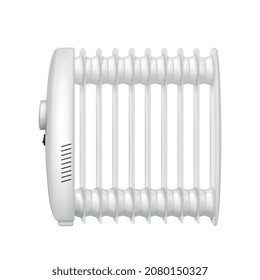 Composición realista de los calentadores con imagen aislada del calentador de aceite eléctrico en la ilustración vectorial de fondo en blanco