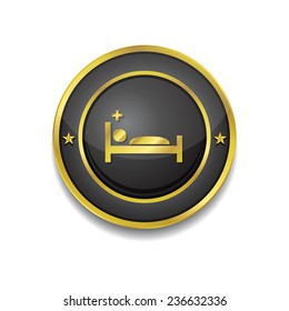 Heath Care Bed Gold Vector Icon Button