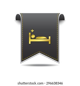 Heath Care Bed golden Vector Icon Design