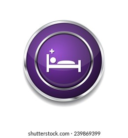 Heath Care Bed Purple Vector Icon Button