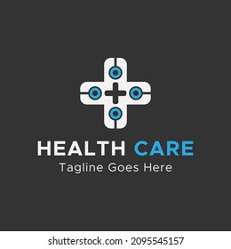 Heath care Logo.Medical care Logo. Blue and white color. Minimalistic Abstract logo.