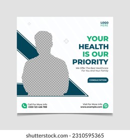 Heath care social media post for web promotion template design