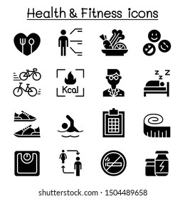 Heath, Fitness, Diet Icon Set Vector Illustration Graphic Design