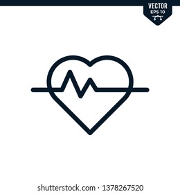 Heath and Pulse icon collection in outlined or line art style, editable stroke vector