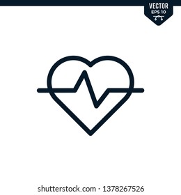 Heath and Pulse icon collection in outlined or line art style, editable stroke vector