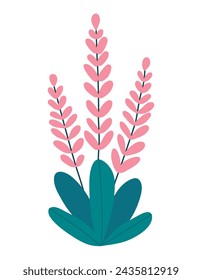 Heather flowers isolated on white background. Flat style