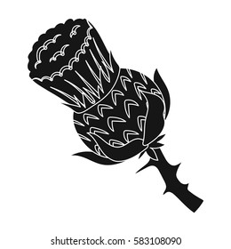 Heather icon in black style isolated on white background. Scotland country symbol stock vector illustration.