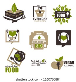 Heathy Food Subscription Service Vector Box Icons