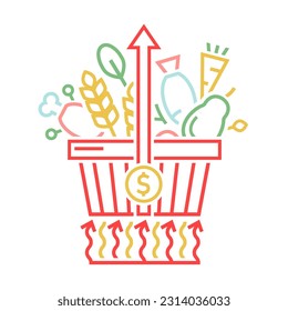 Heatinflation outline icon, sign, pictogram. New term. Extreme drought. Inflation accelerated by heat effects on agriculture. Editable vector illustration isolated on a white background