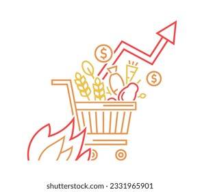 Heatinflation outline icon, sign, pictogram. New term. Extreme drought. Inflation accelerated by heat effects on agriculture. Editable vector illustration isolated on a white background