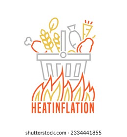Heatinflation outline icon, sign, pictogram. New term. Extreme drought. Inflation accelerated by heat effects on agriculture. Editable vector illustration isolated on a white background