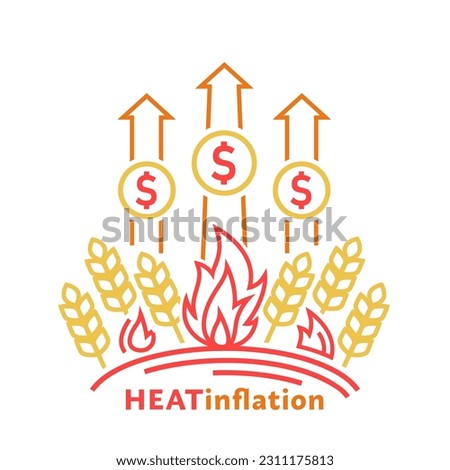 Heatinflation outline icon, sign, pictogram. New term. Extreme drought. Inflation accelerated by heat effects on agriculture. Editable vector illustration isolated on a white background