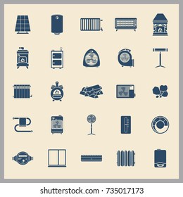 Heating and air conditioning devices simple icons set