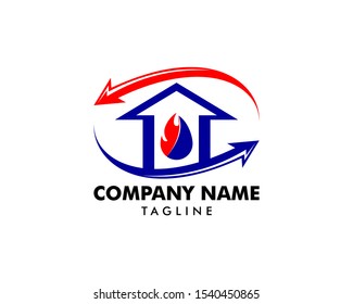 Heating Air Conditioning House Logo Template Stock Vector (Royalty Free ...